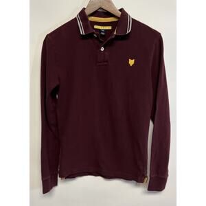 Prince & Fox Polo Shirt Mens XS Maroon Rugby Preppy Academia Long Sleeve